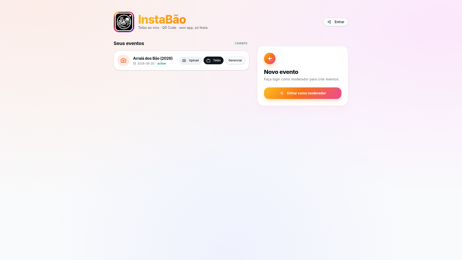 Captura do projeto InstaBão